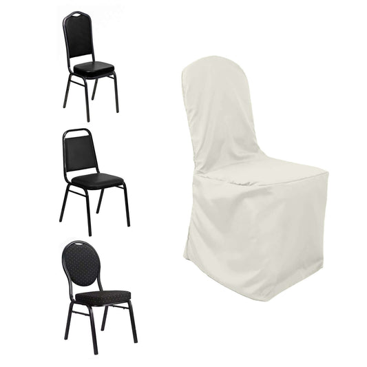 Polyester Slip On Banquet Chair Covers Ivory - Stain - Resistant Reusable Durable Fabric - NestOCart