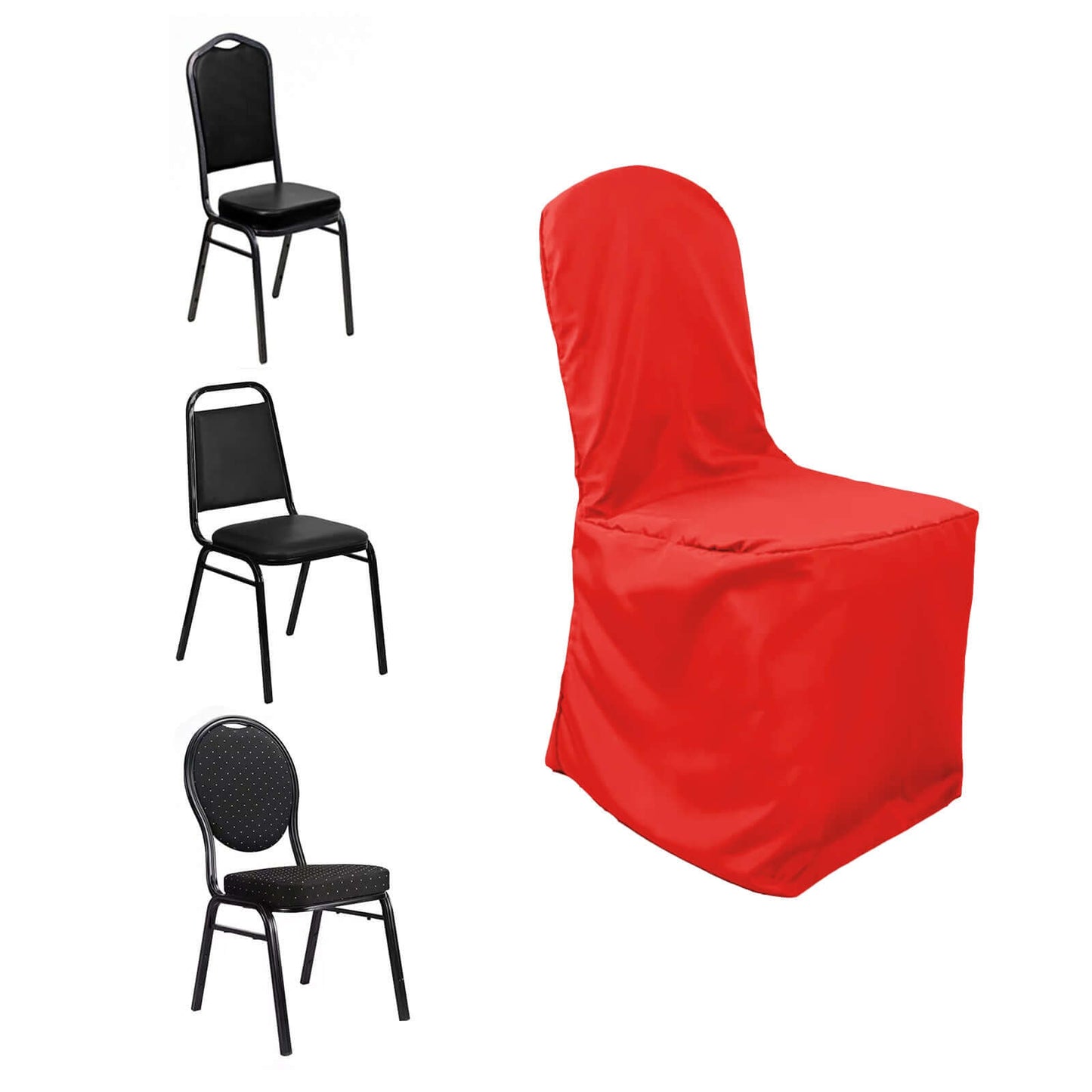 Polyester Slip On Banquet Chair Covers Red - Stain - Resistant Reusable Durable Fabric - Bell Racket Store