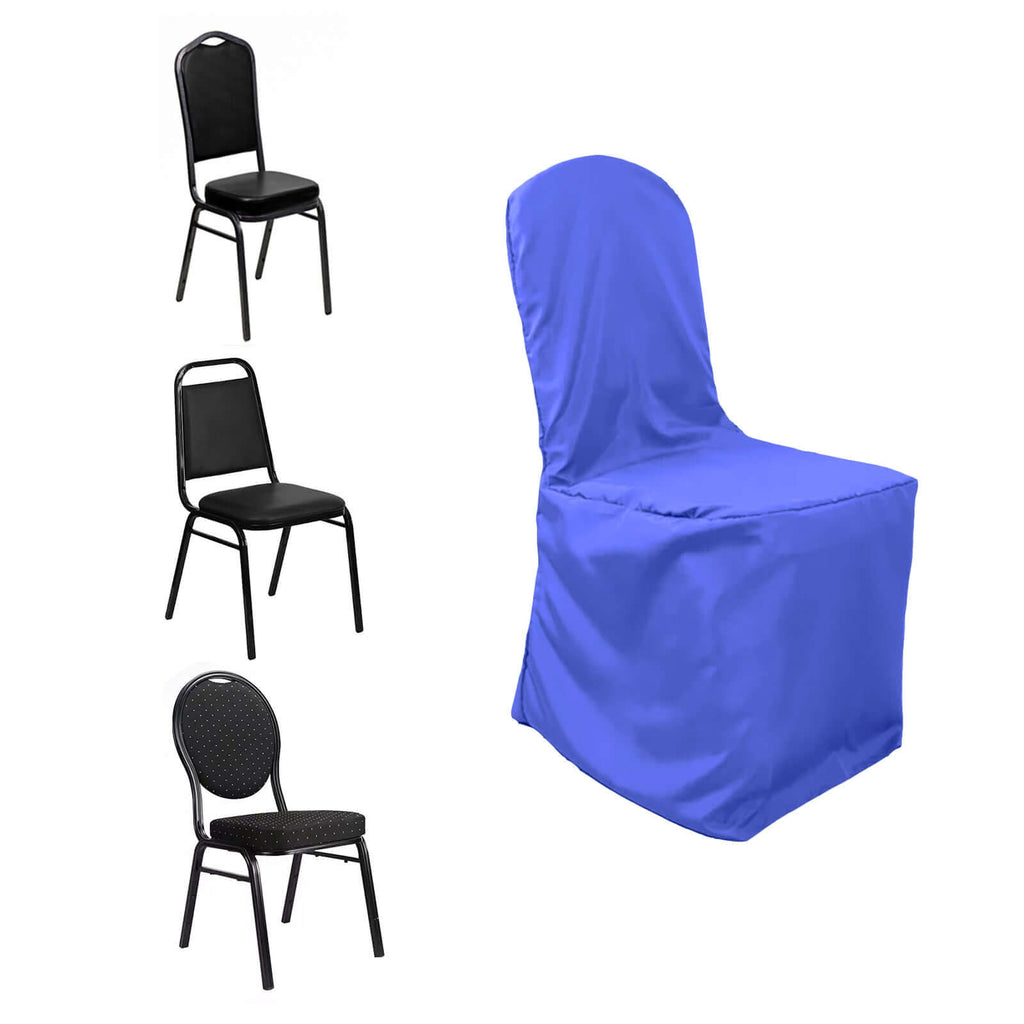 Polyester Slip On Banquet Chair Covers Royal Blue - Stain - Resistant Reusable Durable Fabric - Bell Racket Store