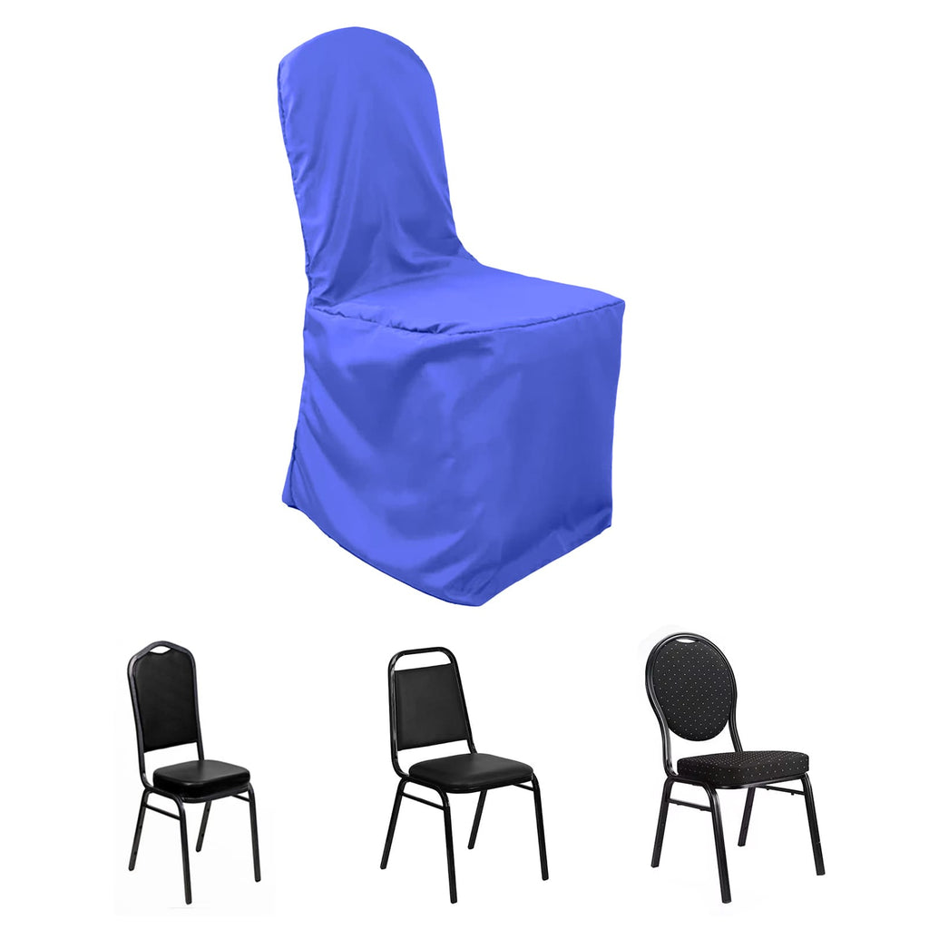 Polyester Slip On Banquet Chair Covers Royal Blue - Stain - Resistant Reusable Durable Fabric - Bell Racket Store