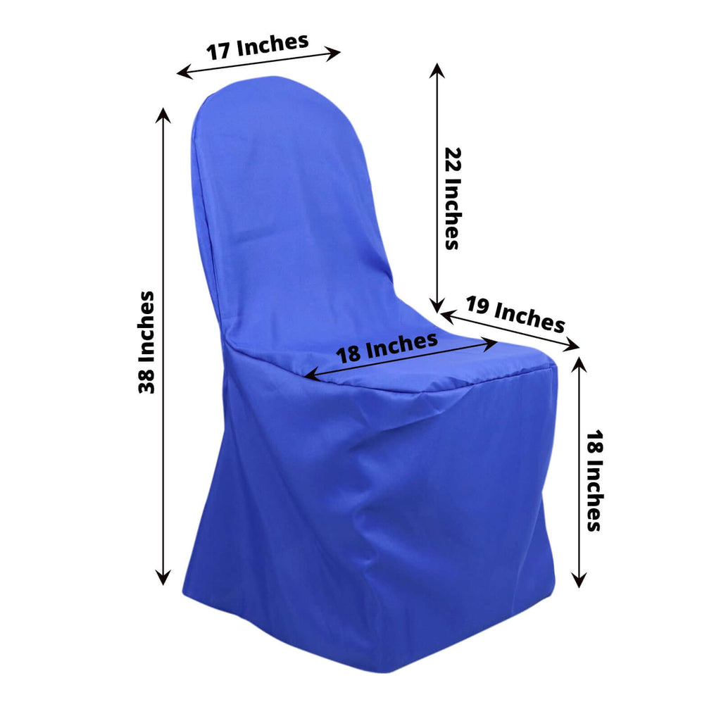 Polyester Slip On Banquet Chair Covers Royal Blue - Stain - Resistant Reusable Durable Fabric - Bell Racket Store