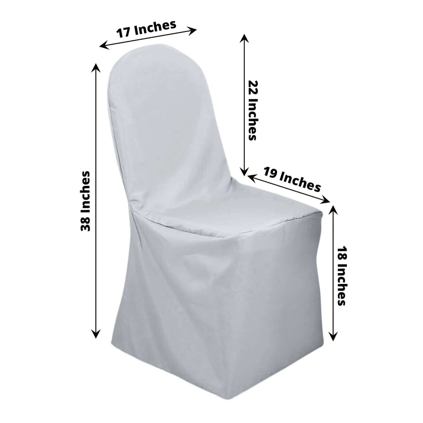 Polyester Slip On Banquet Chair Covers Silver - Stain - Resistant Reusable Durable Fabric - Bell Racket Store