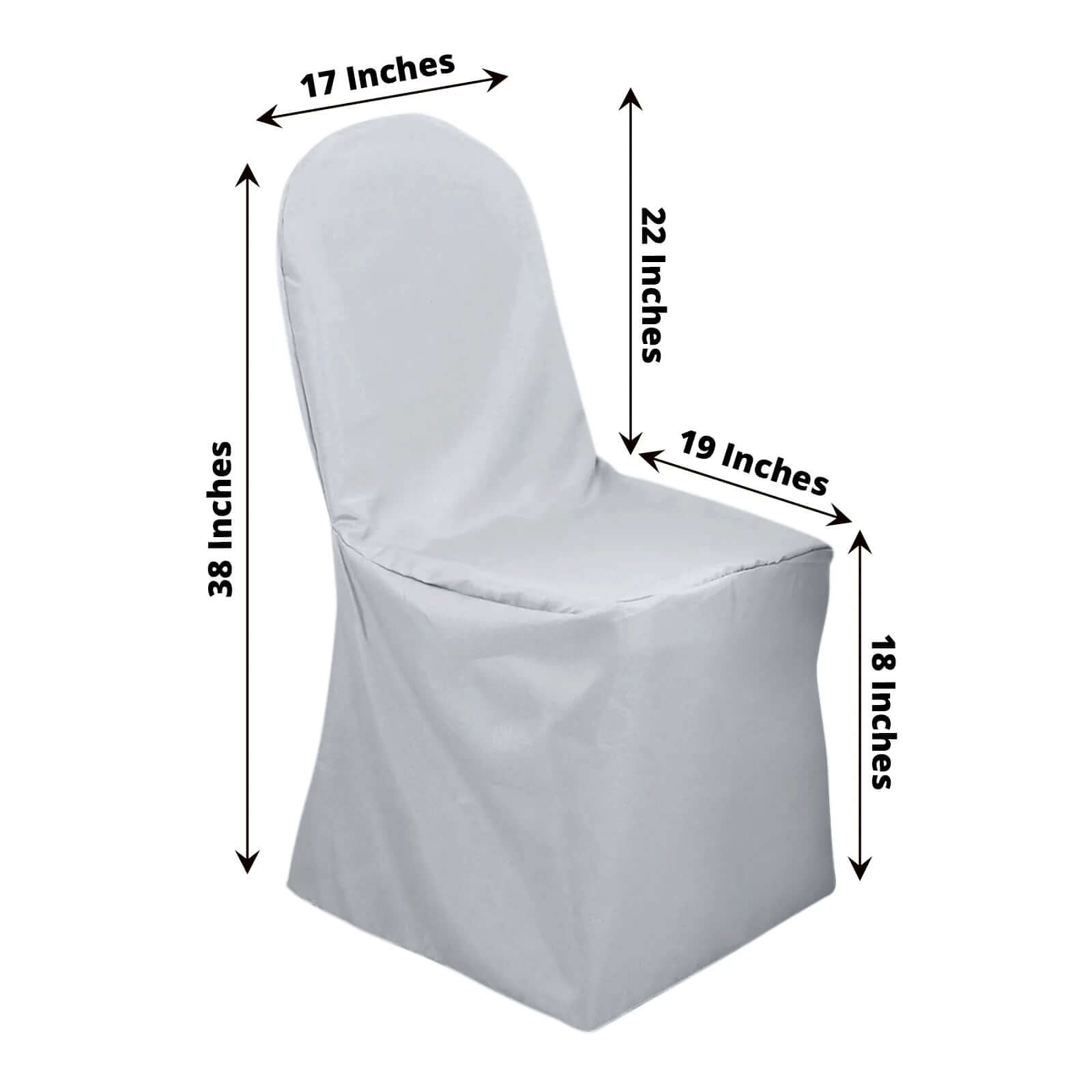 Polyester Slip On Banquet Chair Covers Silver - Stain - Resistant Reusable Durable Fabric - Bell Racket Store