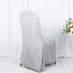 Polyester Slip On Banquet Chair Covers Silver - Stain - Resistant Reusable Durable Fabric - Bell Racket Store