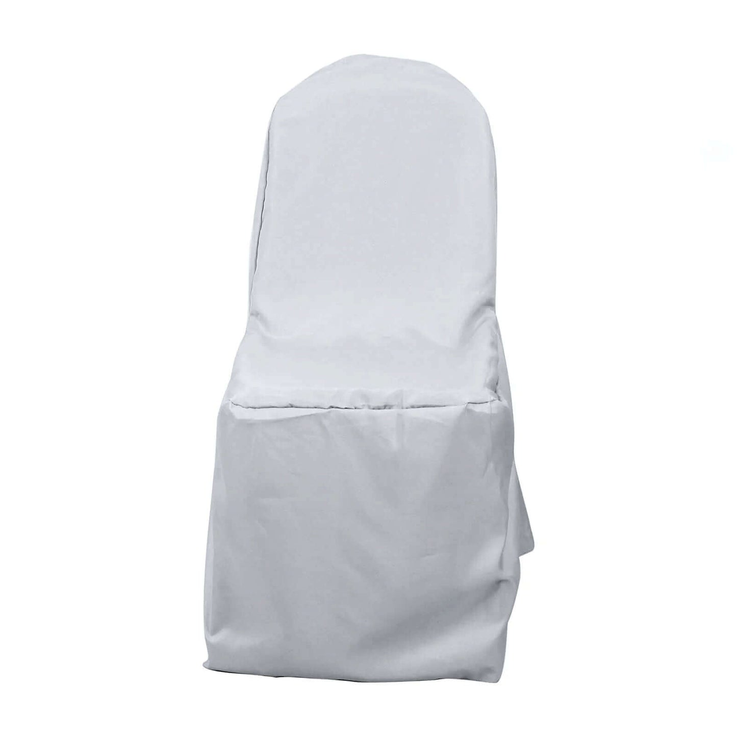 Polyester Slip On Banquet Chair Covers Silver - Stain - Resistant Reusable Durable Fabric - Bell Racket Store