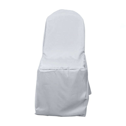 Polyester Slip On Banquet Chair Covers Silver - Stain - Resistant Reusable Durable Fabric - Bell Racket Store
