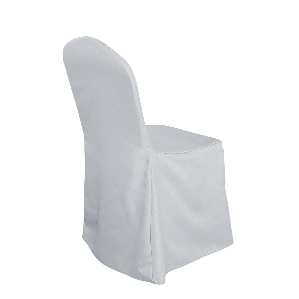 Polyester Slip On Banquet Chair Covers Silver - Stain - Resistant Reusable Durable Fabric - Bell Racket Store