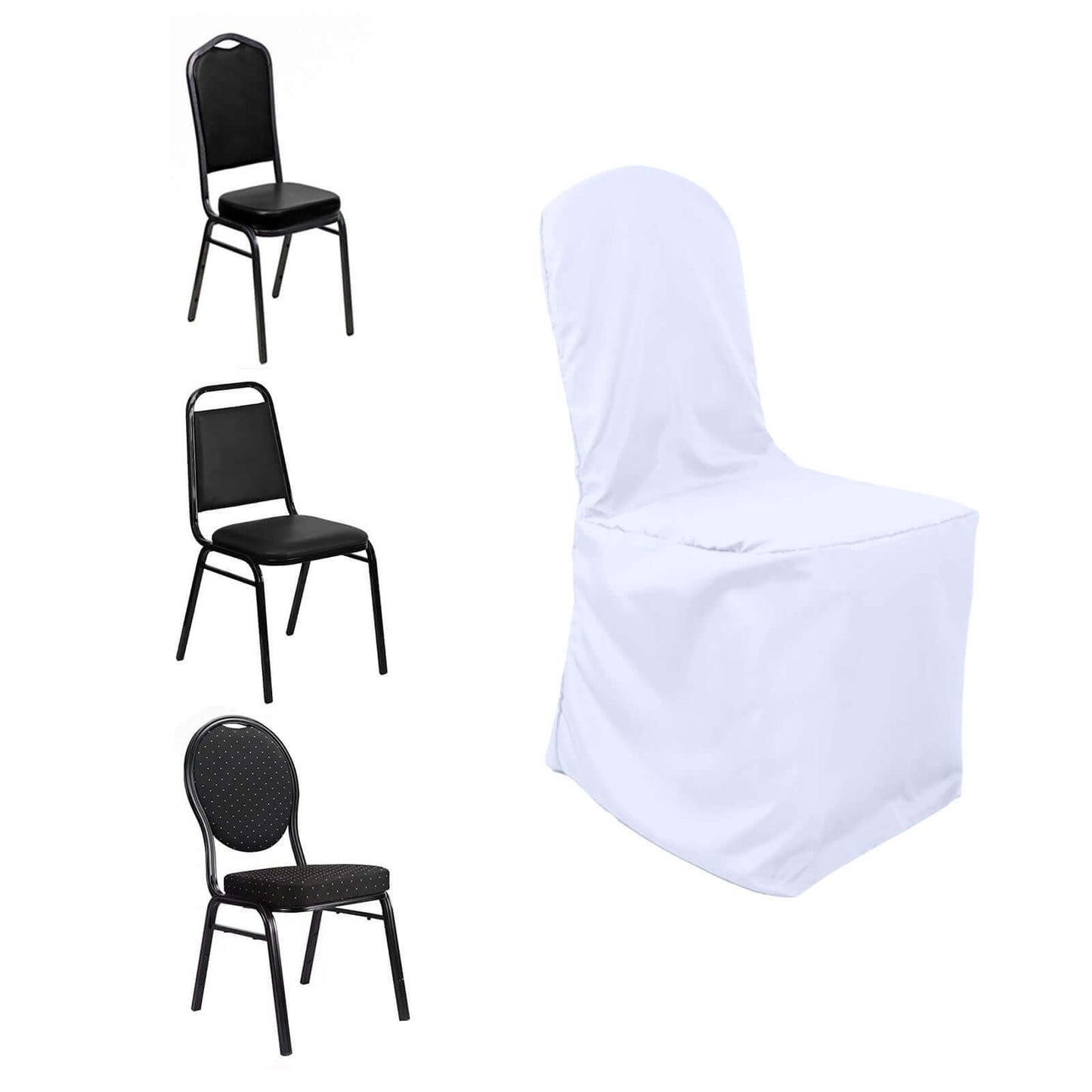 Polyester Slip On Banquet Chair Covers White - Stain - Resistant Reusable Durable Fabric - NestOCart