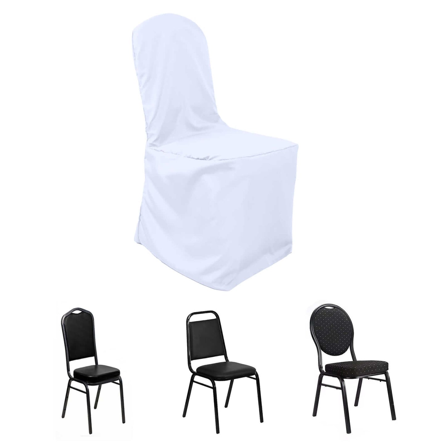 Polyester Slip On Banquet Chair Covers White - Stain - Resistant Reusable Durable Fabric - NestOCart