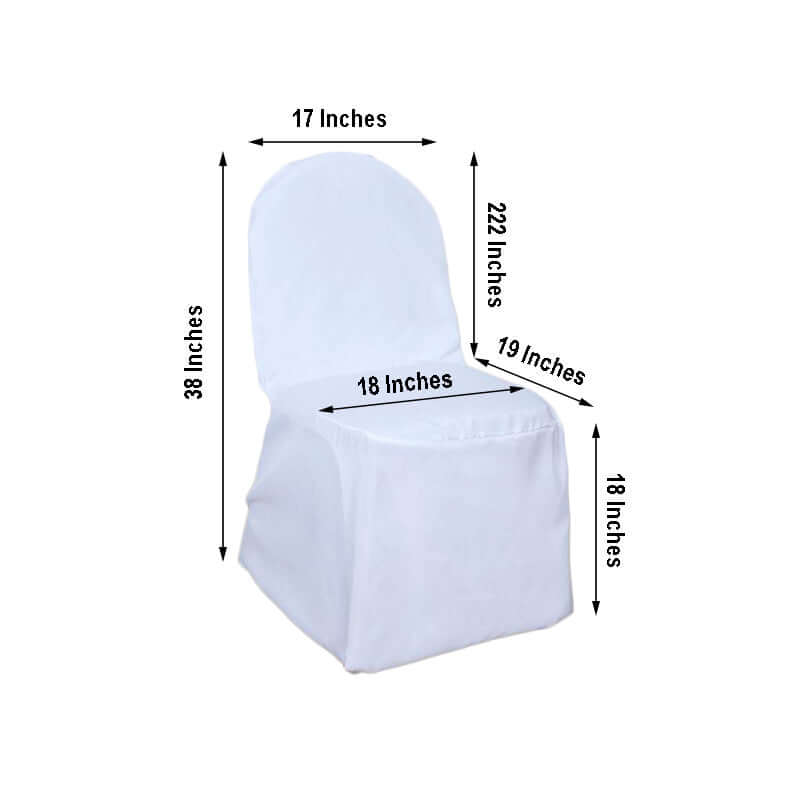 Polyester Slip On Banquet Chair Covers White - Stain - Resistant Reusable Durable Fabric - NestOCart