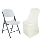 Polyester Chair Cover for Folding Lifetime Chairs Ivory - Reusable Durable Slip-On Cover