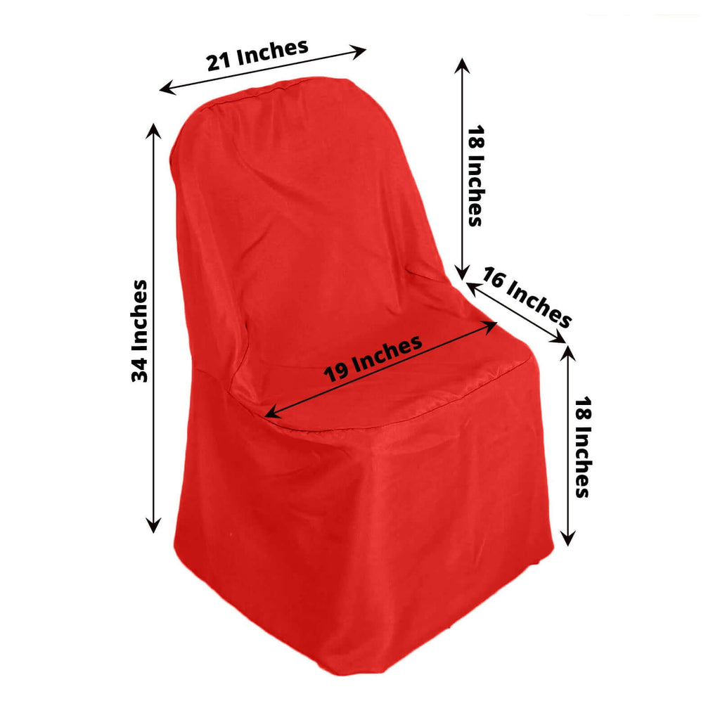 Polyester Slip On Folding Chair Covers Red - Stain - Resistant Reusable Durable Fabric - Bell Racket Store