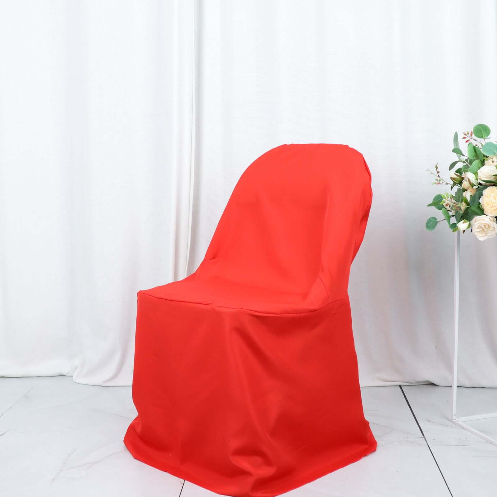 Polyester Slip On Folding Chair Covers Red - Stain - Resistant Reusable Durable Fabric - Bell Racket Store