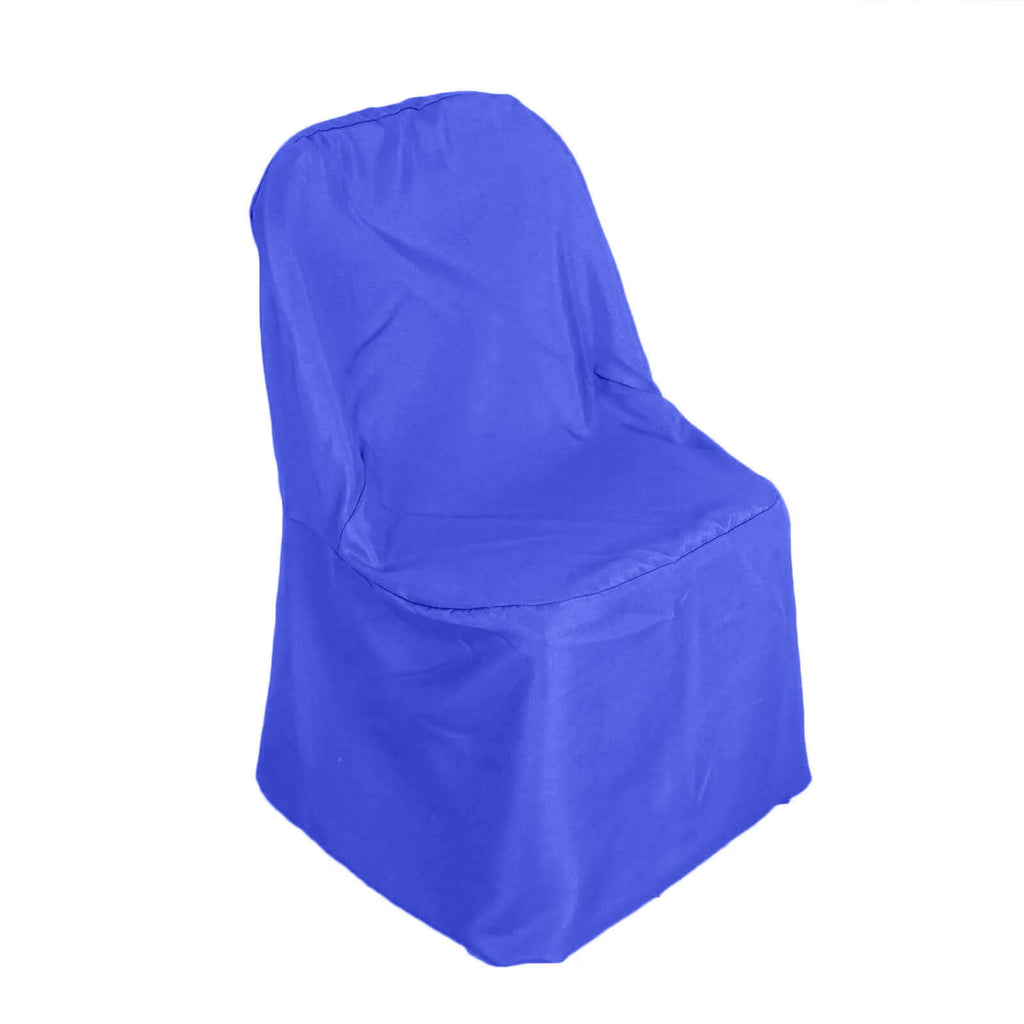Polyester Slip On Folding Chair Covers Royal Blue - Stain - Resistant Reusable Durable Fabric - Bell Racket Store
