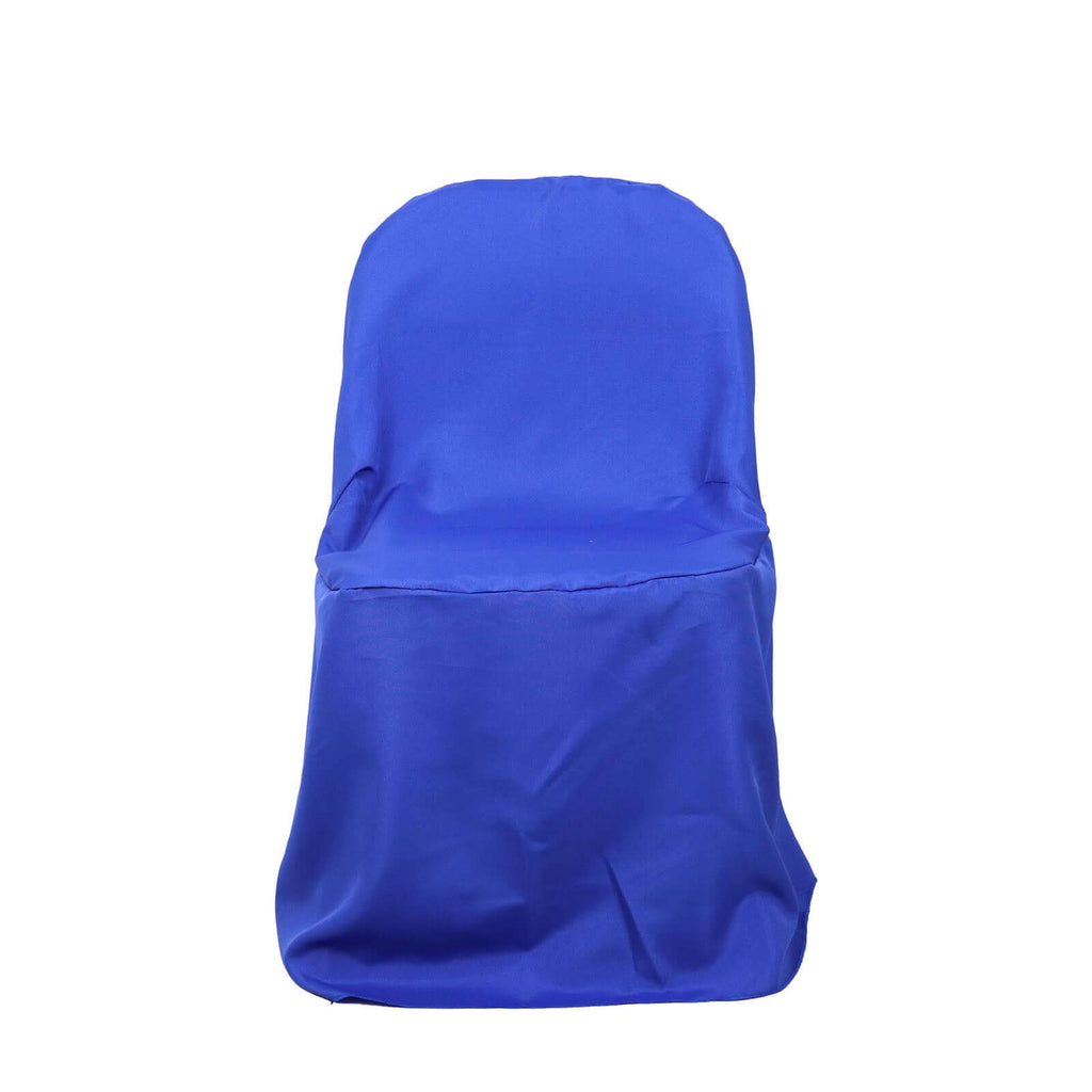 Polyester Slip On Folding Chair Covers Royal Blue - Stain - Resistant Reusable Durable Fabric - Bell Racket Store