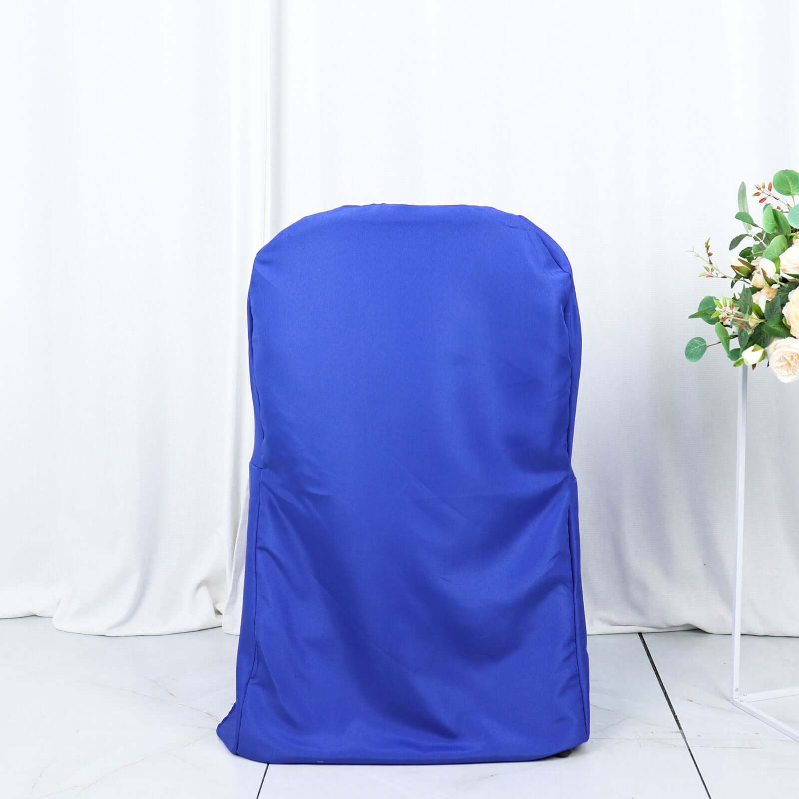 Polyester Slip On Folding Chair Covers Royal Blue - Stain - Resistant Reusable Durable Fabric - Bell Racket Store