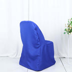 Polyester Slip On Folding Chair Covers Royal Blue - Stain - Resistant Reusable Durable Fabric - Bell Racket Store