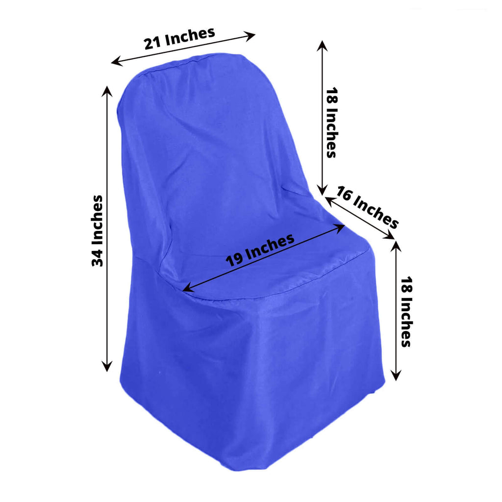 Polyester Slip On Folding Chair Covers Royal Blue - Stain - Resistant Reusable Durable Fabric - Bell Racket Store
