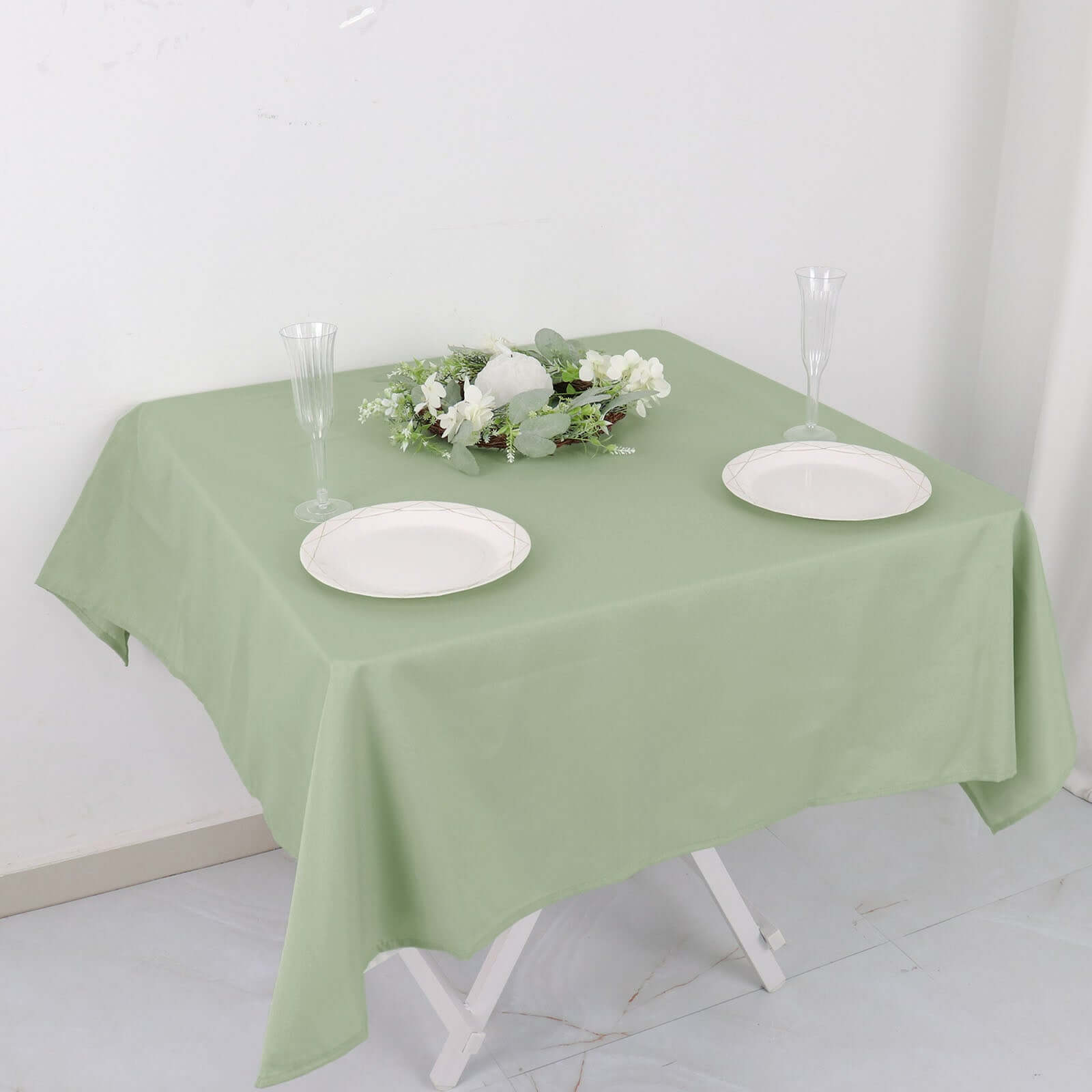 Polyester Square 54"x54" Tablecloth Sage Green - Wrinkle - Resistant & Durable Table Cover - Bell Racket Store