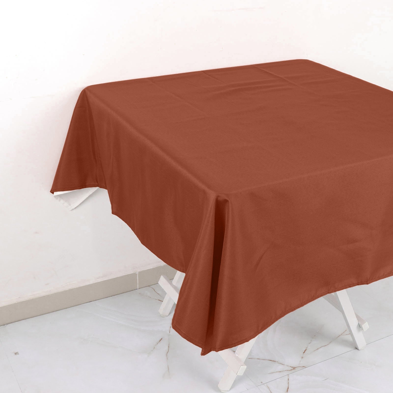 Polyester Square 54"x54" Tablecloth Terracotta (Rust) - Wrinkle - Resistant & Durable Table Cover - Bell Racket Store
