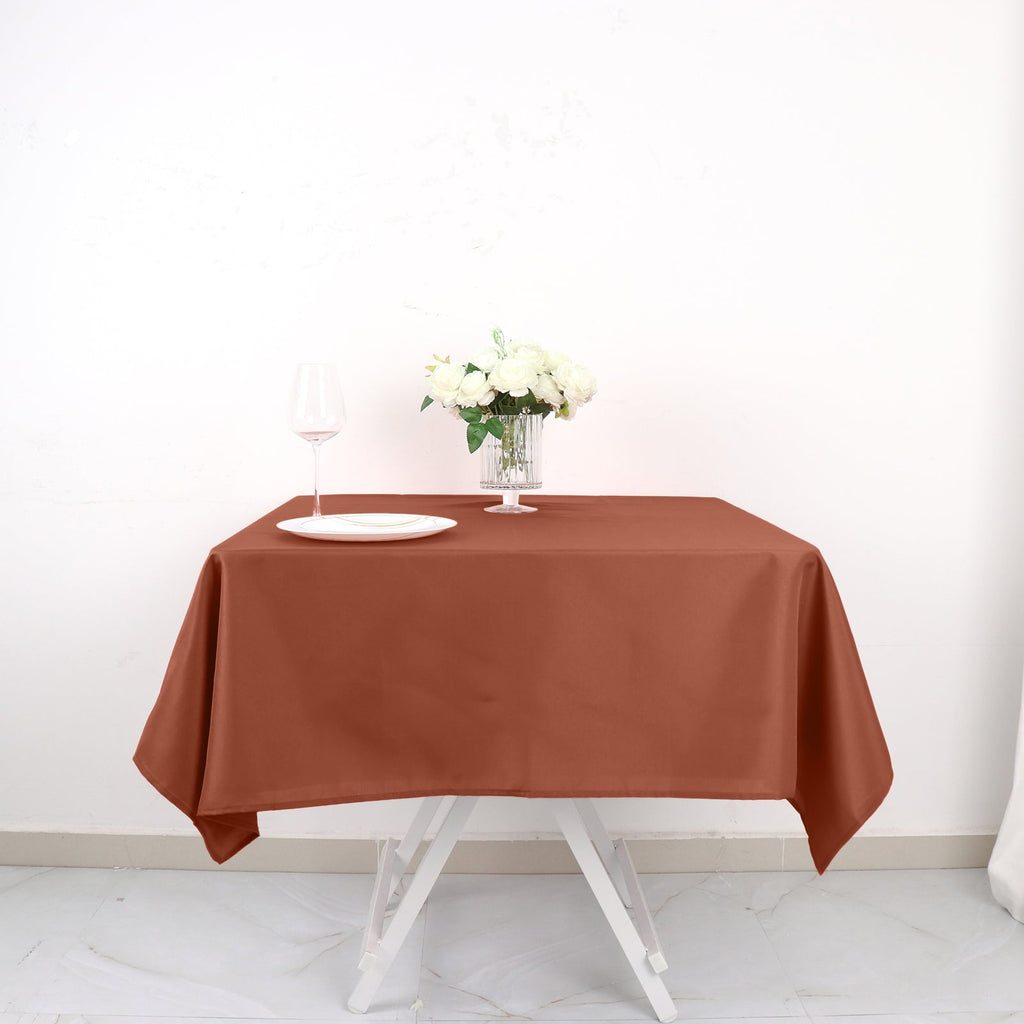 Polyester Square 54"x54" Tablecloth Terracotta (Rust) - Wrinkle - Resistant & Durable Table Cover - Bell Racket Store