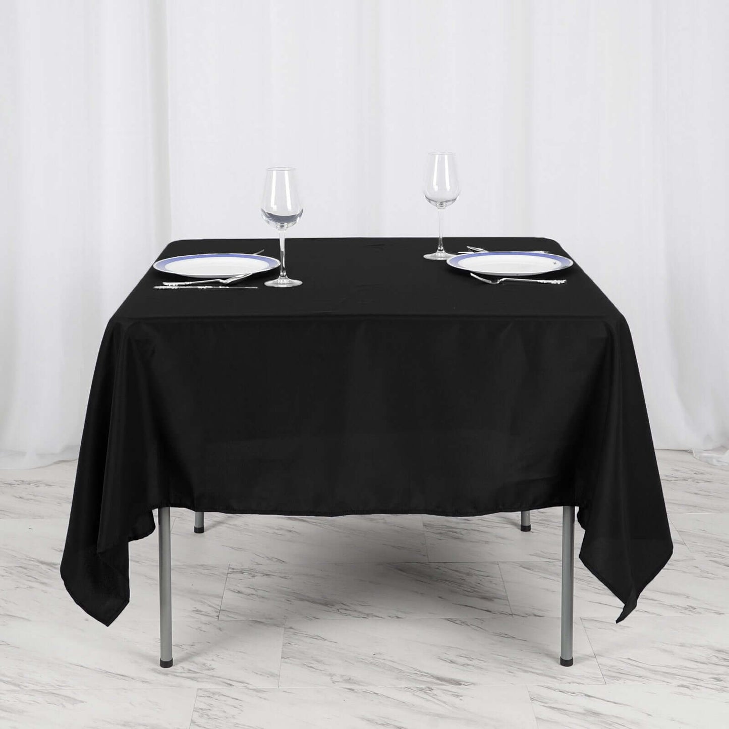 Polyester Square 70"x70" Tablecloth Black - Wrinkle - Resistant & Durable Table Cover for Events - NestOCart