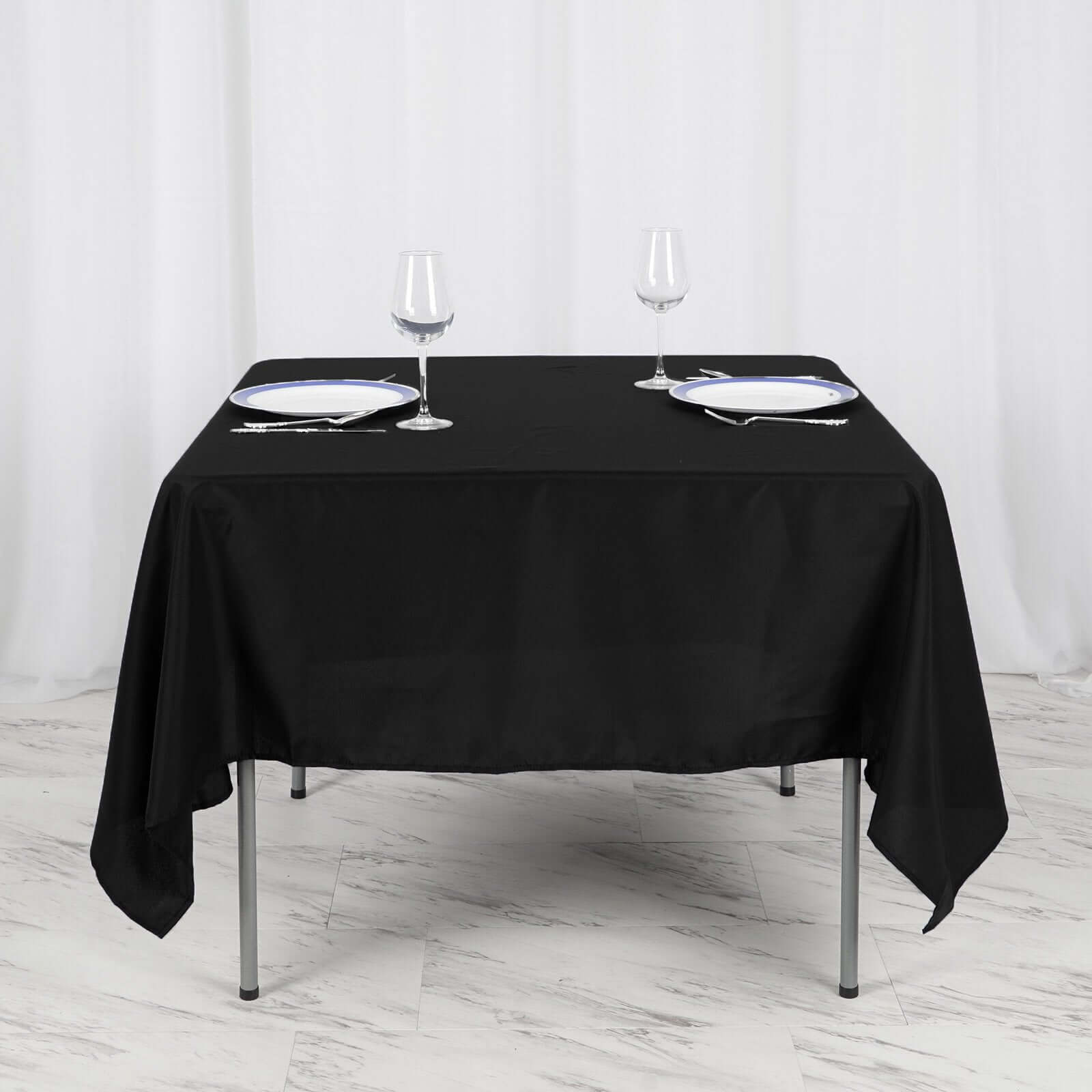 Polyester Square 70"x70" Tablecloth Black - Wrinkle - Resistant & Durable Table Cover for Events - NestOCart