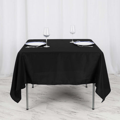 Polyester Square 70"x70" Tablecloth Black - Wrinkle - Resistant & Durable Table Cover for Events - NestOCart