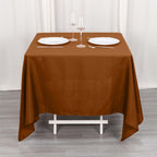 Polyester Square 70"x70" Tablecloth Cinnamon Brown - Wrinkle - Resistant & Durable Table Cover - Bell Racket Store