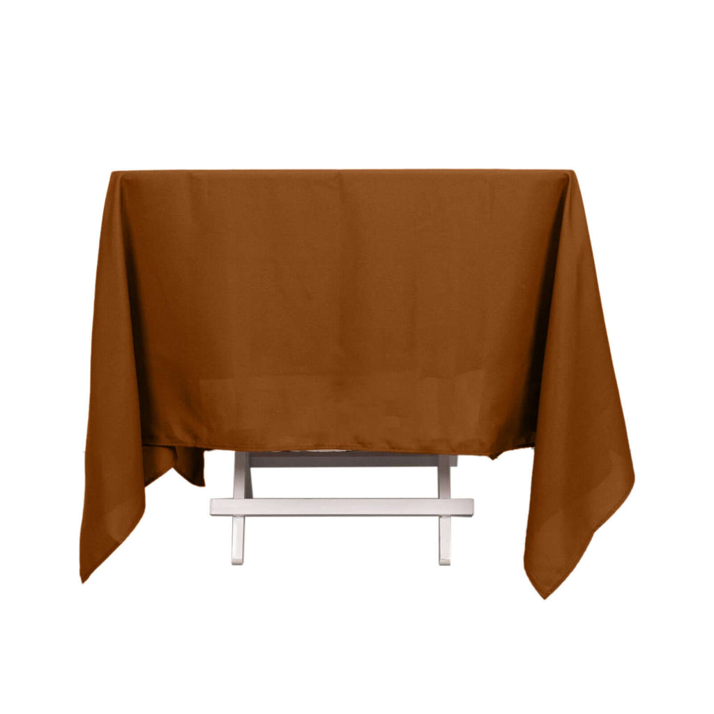 Polyester Square 70"x70" Tablecloth Cinnamon Brown - Wrinkle - Resistant & Durable Table Cover - Bell Racket Store