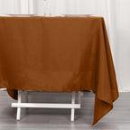 Polyester Square 70"x70" Tablecloth Cinnamon Brown - Wrinkle - Resistant & Durable Table Cover - Bell Racket Store