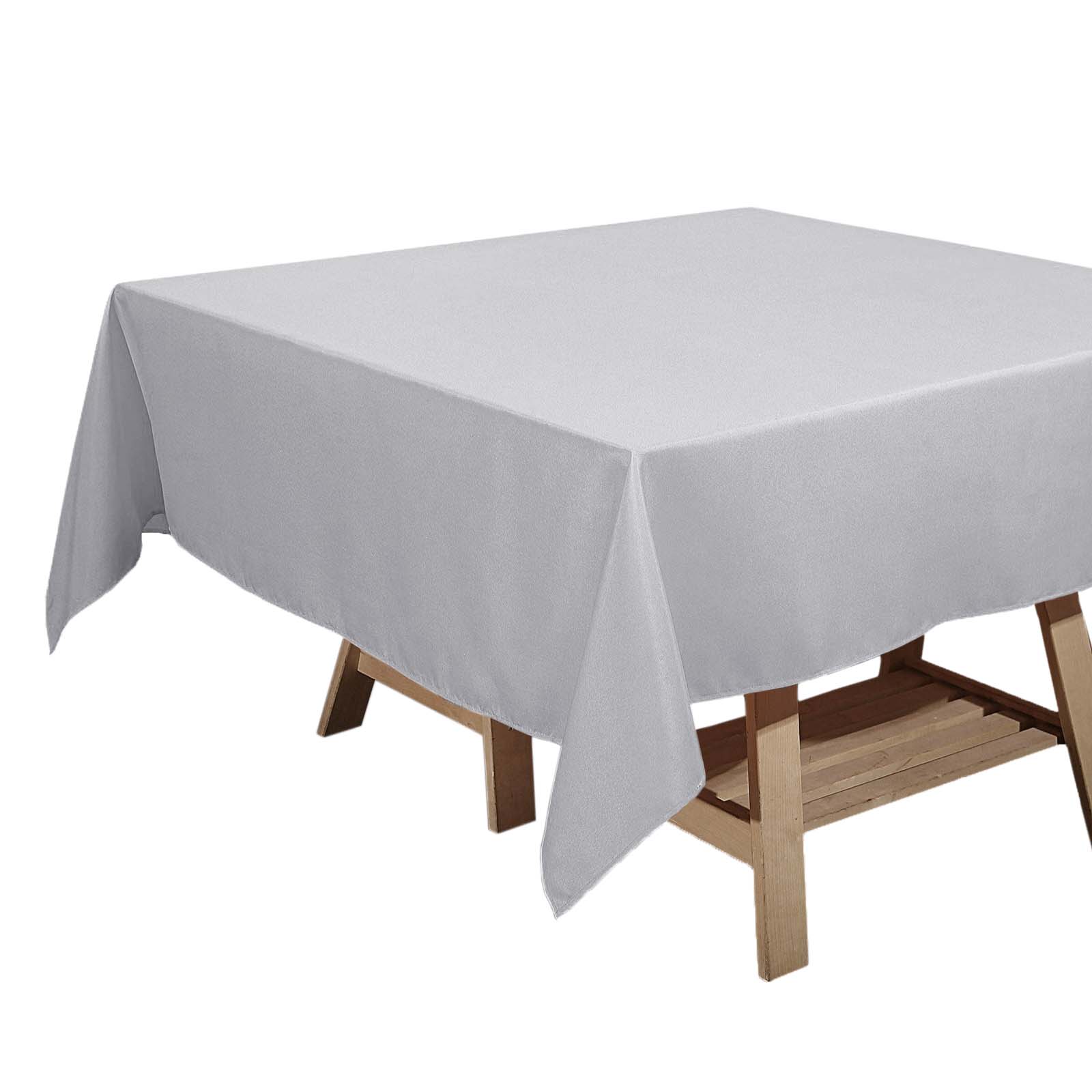 Polyester Square 70"x70" Tablecloth Silver - Wrinkle-Resistant & Durable Table Cover