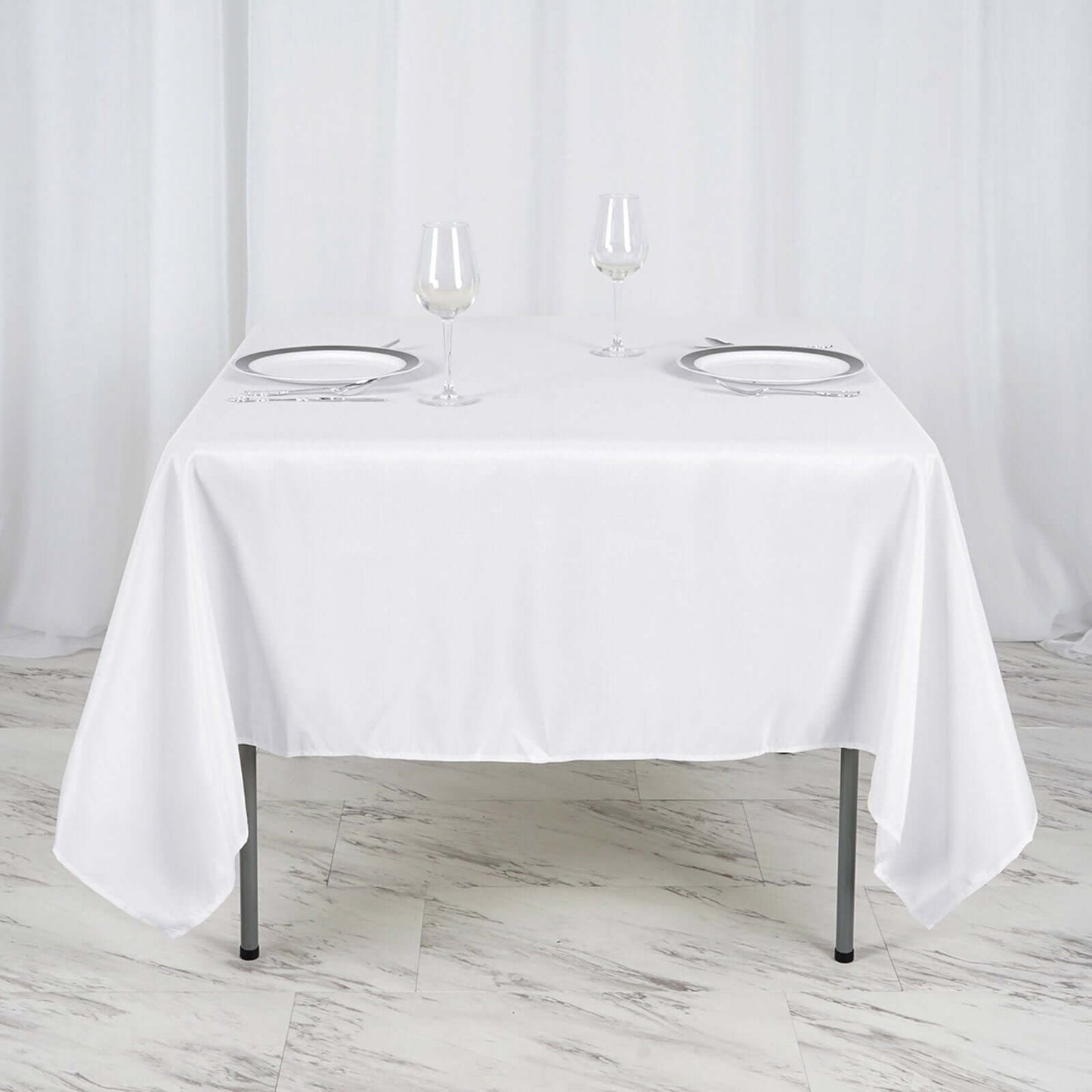 Polyester Square 70"x70" Tablecloth White - Wrinkle - Resistant & Durable Table Cover for Events - NestOCart