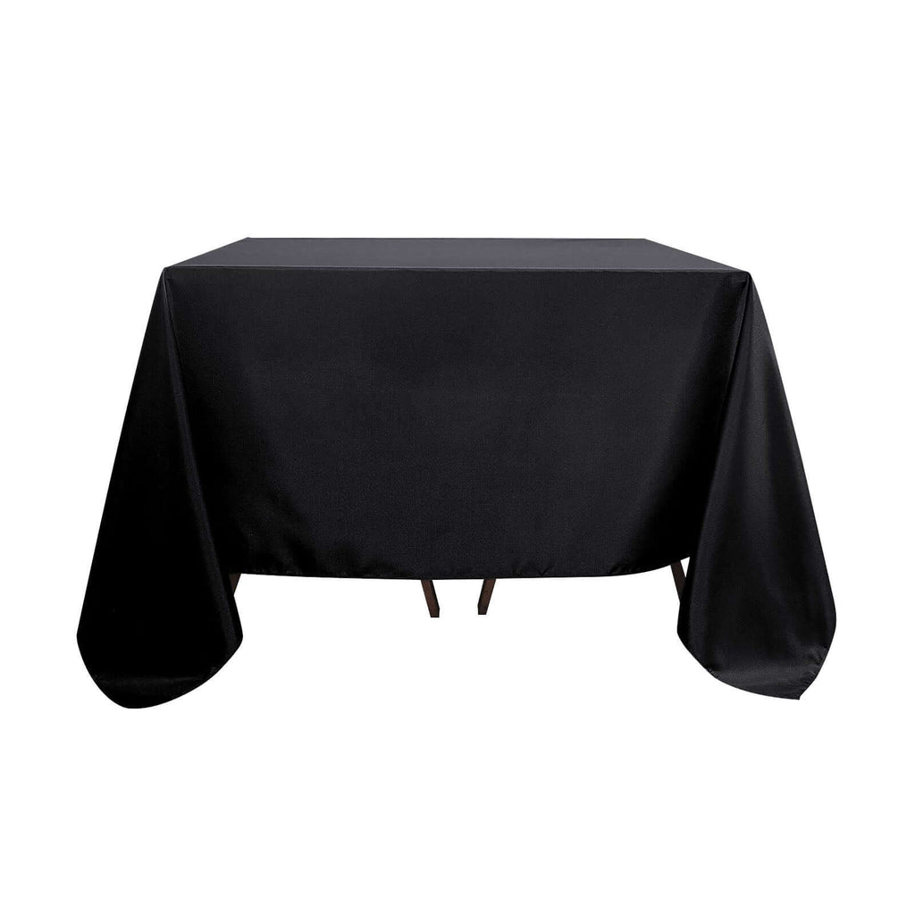 Polyester Square 90"x90" Tablecloth Black - Wrinkle-Resistant & Durable Table Cover for Events
