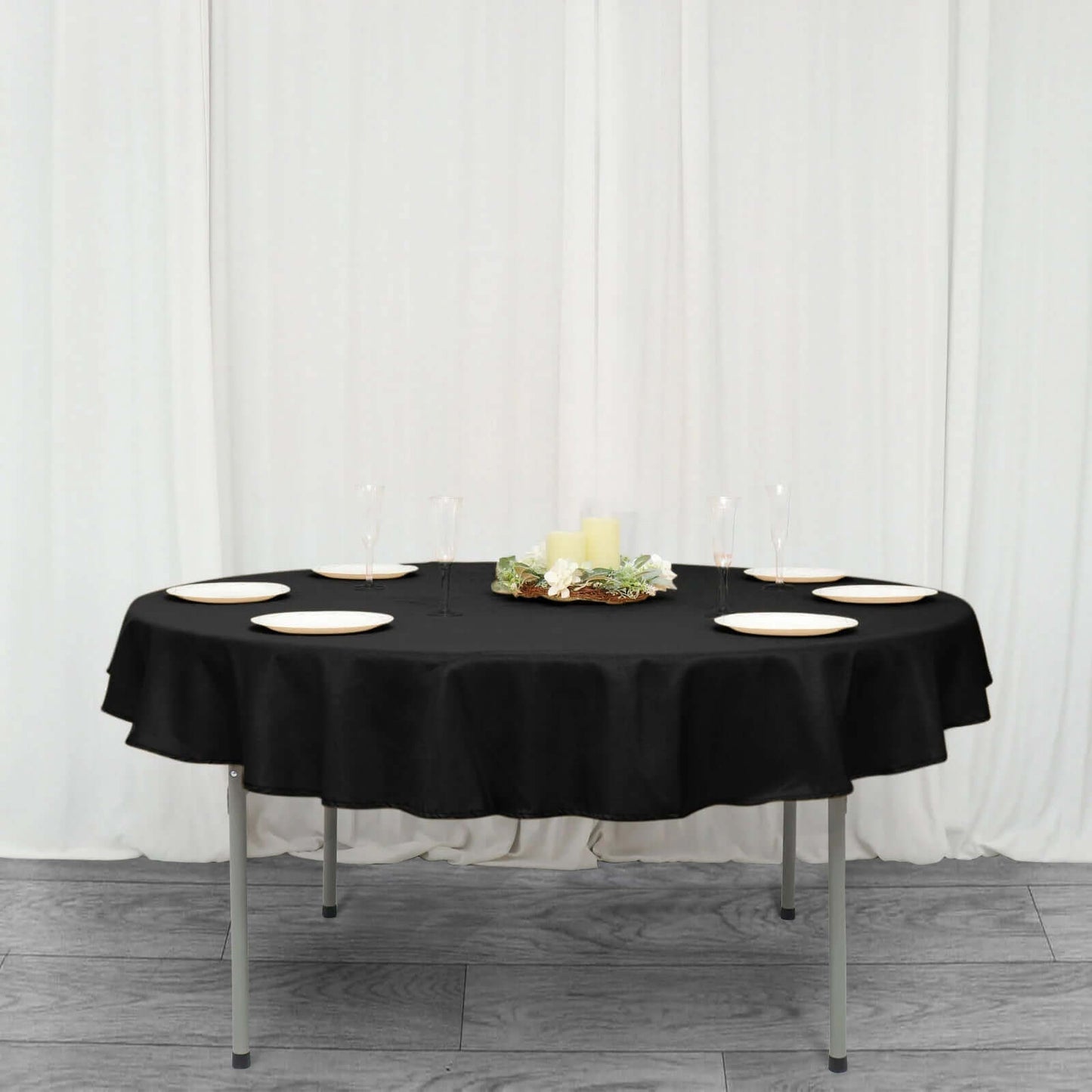 Polyester Square 90"x90" Tablecloth Black - Wrinkle - Resistant & Durable Table Cover for Events - NestOCart
