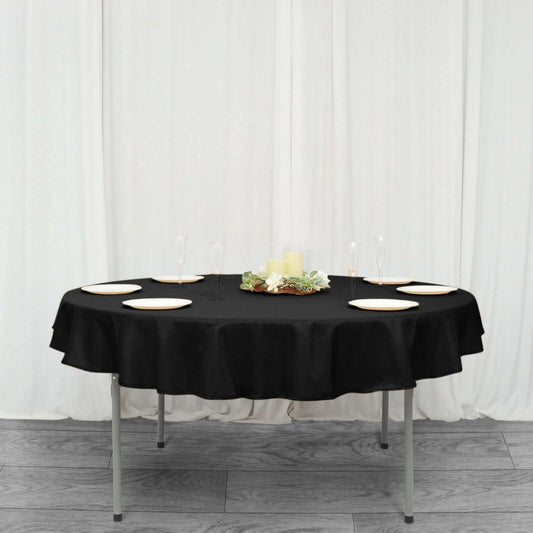 Polyester Square 90"x90" Tablecloth Black - Wrinkle - Resistant & Durable Table Cover for Events - NestOCart
