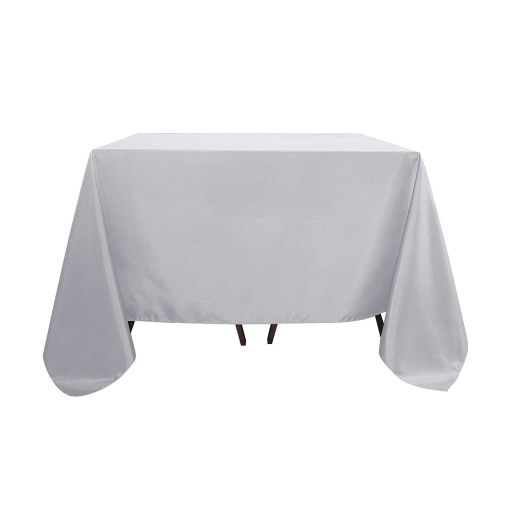 Polyester Square 90"x90" Tablecloth Silver - Wrinkle-Resistant & Durable Table Cover