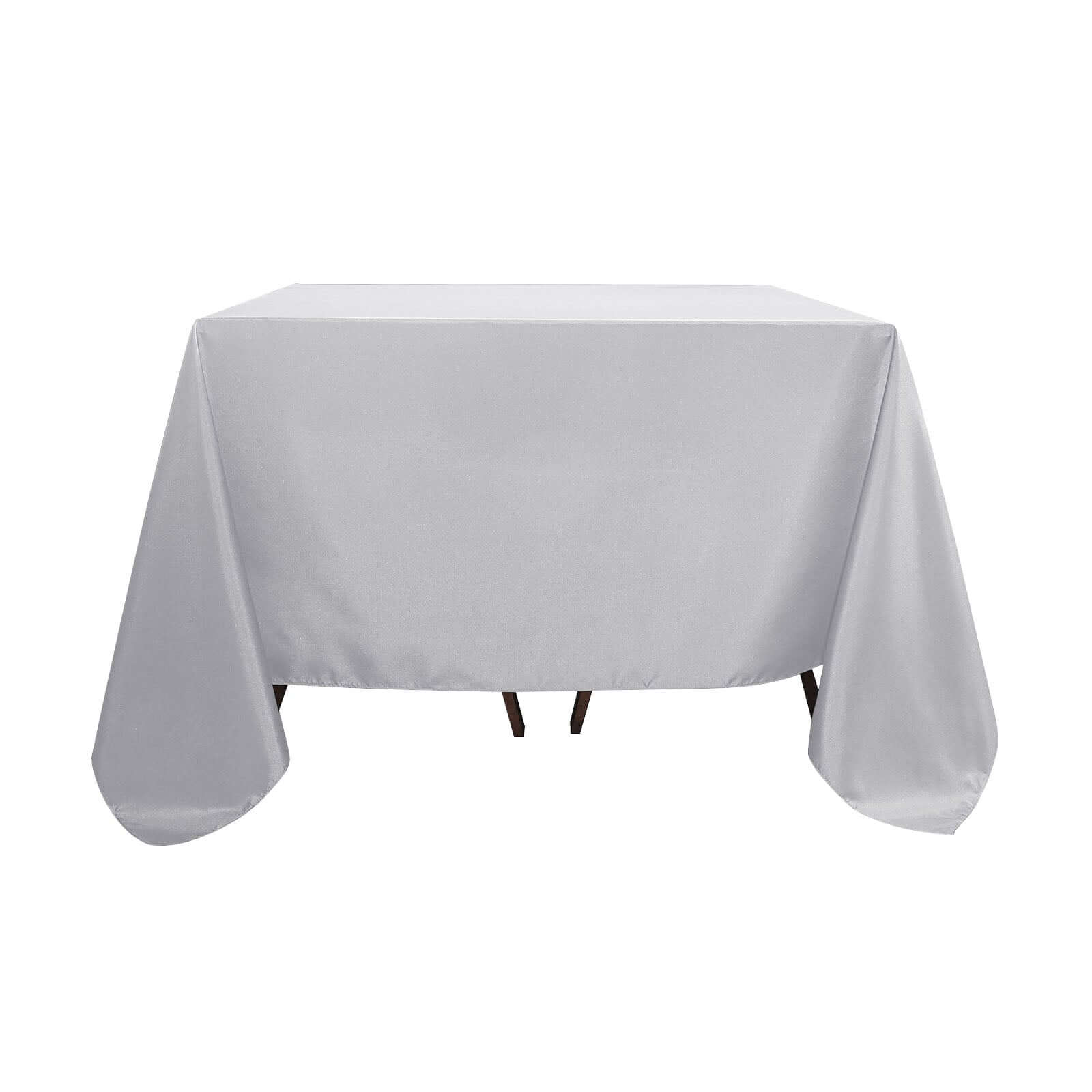 Polyester Square 90"x90" Tablecloth Silver - Wrinkle-Resistant & Durable Table Cover