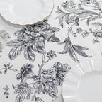 Polyester Table Runner 12"x108" White with Black French Toile Floral Print Reusable Table DÃ©cor - Bell Racket Store