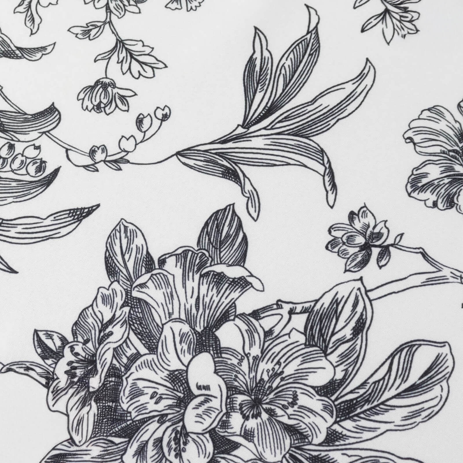 Polyester Table Runner 12"x108" White with Black French Toile Floral Print Reusable Table DÃ©cor - Bell Racket Store