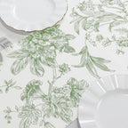 Polyester Table Runner 12"x108" White with Dusty Sage Green French Toile Floral Print Reusable Table DÃ©cor - Bell Racket Store