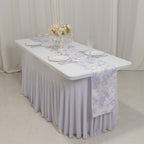 Polyester Table Runner 12"x108" White with Lavender Lilac French Toile Floral Print - Stylish Reusable Table DÃ©cor - Bell Racket Store