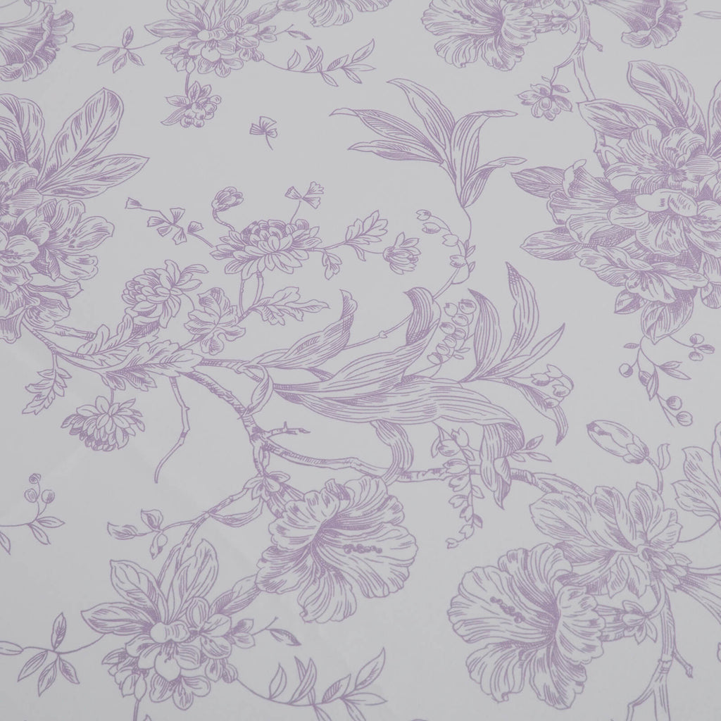 Polyester Table Runner 12"x108" White with Lavender Lilac French Toile Floral Print - Stylish Reusable Table DÃ©cor - Bell Racket Store