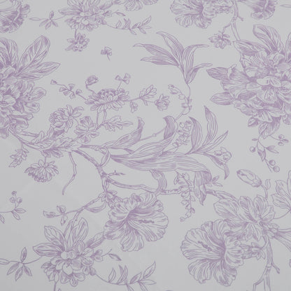 Polyester Table Runner 12"x108" White with Lavender Lilac French Toile Floral Print - Stylish Reusable Table DÃ©cor - Bell Racket Store