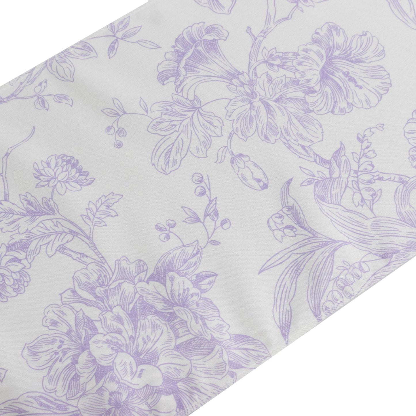 Polyester Table Runner 12"x108" White with Lavender Lilac French Toile Floral Print - Stylish Reusable Table DÃ©cor - Bell Racket Store