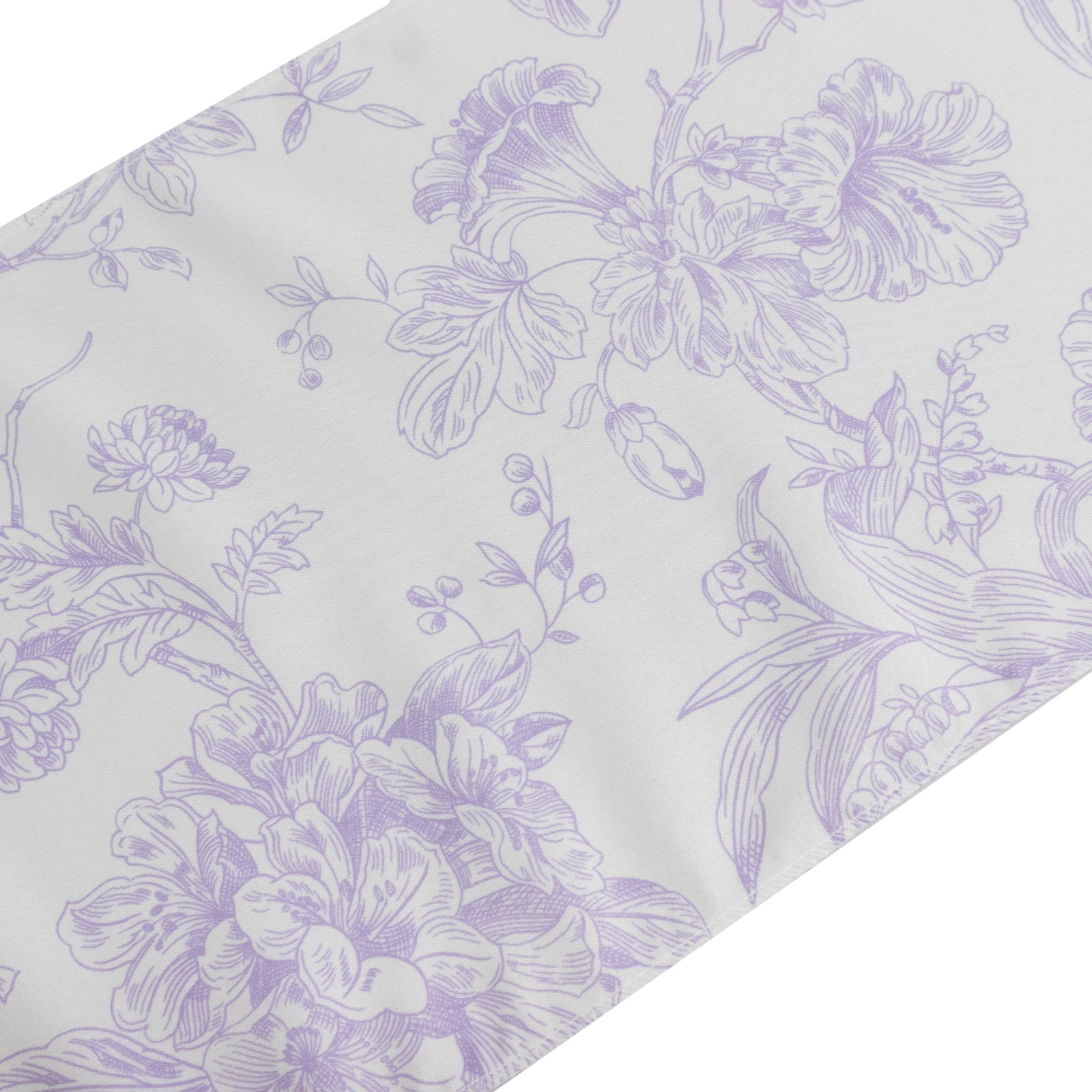 Polyester Table Runner 12"x108" White with Lavender Lilac French Toile Floral Print - Stylish Reusable Table DÃ©cor - Bell Racket Store