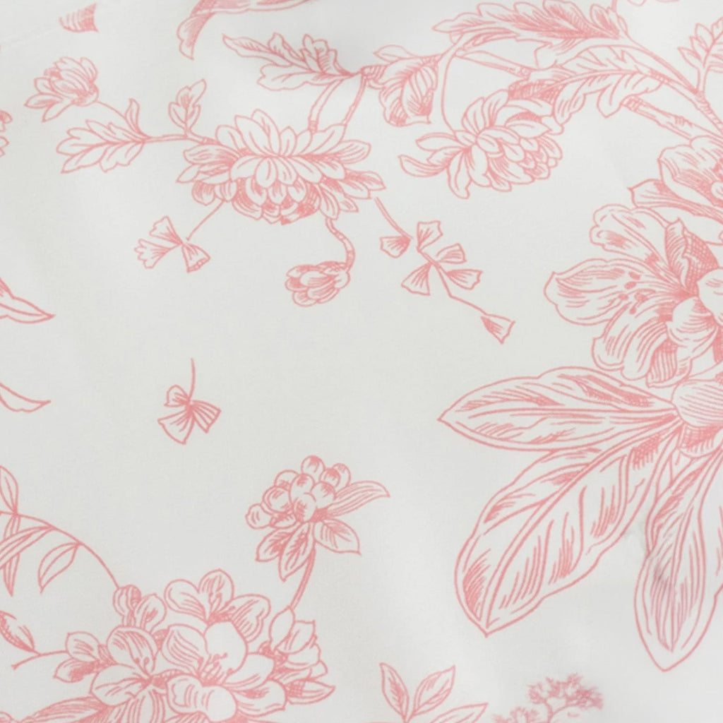 Polyester Table Runner 12"x108" White with Pink French Toile Floral Print Reusable Table DÃ©cor - Bell Racket Store