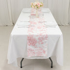 Polyester Table Runner 12"x108" White with Pink French Toile Floral Print Reusable Table DÃ©cor - Bell Racket Store