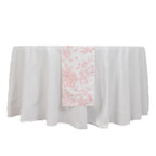 Polyester Table Runner 12"x108" White with Pink French Toile Floral Print Reusable Table DÃ©cor - Bell Racket Store