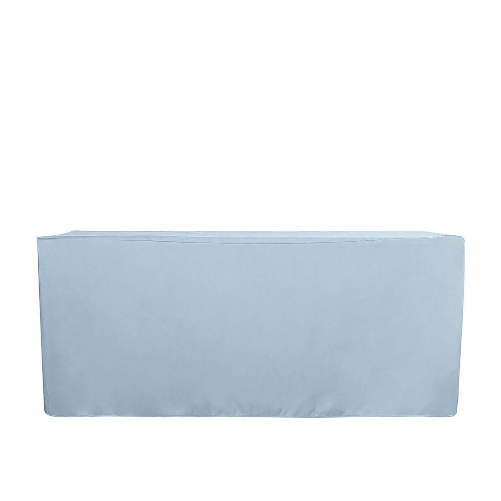 Fitted Polyester 72"x30" Rectangle Tablecloth Dusty Blue - Durable Table Cover